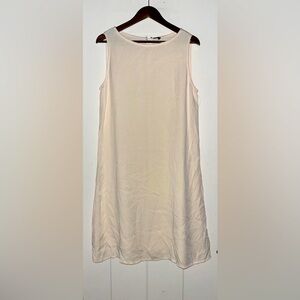 Eileen Fisher Silk Tank Mini Dress Women M Boxy Minimalist Beach Relax Fit Beige